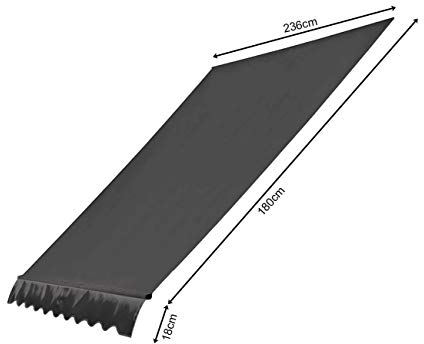 QUICK STAR Ersatzdach für Klemmmarkise 250x130cm Grau Balkon Sonnensegel Ersatzbezug