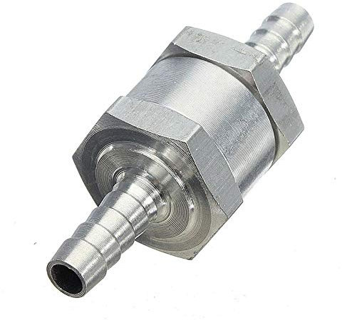 Clapet anti-retour unidirectionnel pour carburateur, essence, diesel, huile, eau, alliage d'aluminium, 6 mm, 8 mm, 10 mm, 12 mm de diamètre, convient pour carburateurs Argenté