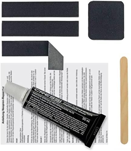 Buster Surfboards Neopren Reparatur Set. Neoprenanzug reparieren mit Neoprenkleber im Set mit Hot Melt Patches/Heißschmelzkleber Flicken