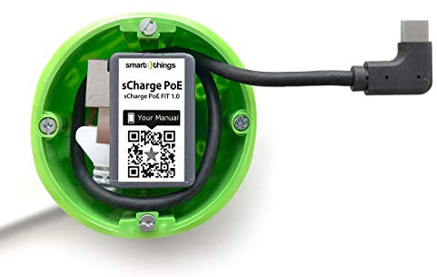 Smart Things sCharge s28 C USB-C PoE Adapter - PoE Injector Unterputz | PoE+ IEEE 802.3at Adapter für Daten & Strom, für iPad, Surface Go & Samsung Tab, 30 cm USB-C Kabel, PD 5V-20V Ladegerät