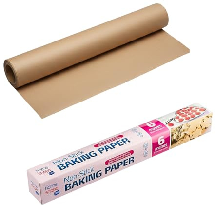 HOMESHOPA Greaseproof Baking Parchment Paper, 6M Long x 37cm Wide Non Stick Heat Resistance Grease Proof Roll for Food Wrapping, Separating, Covering, Freezer Safe, Bakeware, Home Kitchen Accessories
