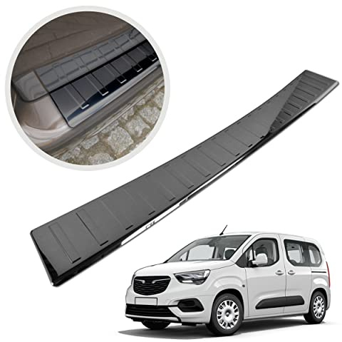 CHROMEMASTER | Ladekantenschutz Stoßstangenschutz | Kompatibel mit Opel Combo 2019- ; Polierter Edelstahl, Dunkelchrom; Unsere Lackschutzleiste Sichert den Heckstoßfänger vor Kratzern