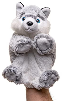 Uni-Toys - Handpuppe Husky - 24 cm (Höhe) - Plüsch-Puppe, Hund - Plüschtier, Kuscheltier