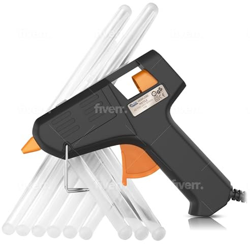 DIP Tools Pistola per colla a caldo da 7 mm – Pistola per colla a caldo con 50 cartucce senza solventi – Glue Gun a prova di perdite, ideale per artigianato, decorazioni, fai da te, ecc.