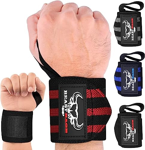 BEAST RAGE Zughilfen für Krafttraining (Fitness Straps) Kreuzheben Gurte Frauen Männer (Gepolstert) Gewichthebergurte Baumwolle Handgelenkstütze Griffe Hantel Bar (Lifting Straps)(Wrist Wraps)