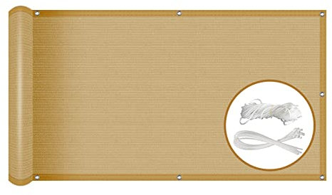 NKADNB Balkonverkleidung Wetterfest 60x200cm Reißfest, Wetterfest & UV-Schutz Windschutz Im Viele GrößE Und Farben, Für BalkongeläNder Garten Im Freien,Sandfarbe