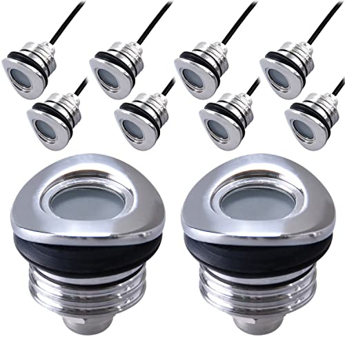 TPMAFF LED-Deck-Handlaufleuchte, 10er-Pack, Niederspannung DC 12 Volt, vertiefte Treppenhandlaufbeleuchtung, wasserdichte IP68-Zaunleuchte für den Außenbereich