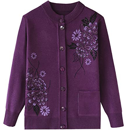 Gouekst Gestrickte Strickjacken Im Mittleren Und Älteren Alter - Alte Dame, Lässiges Oberteil, Oma, Strickjacke, Mantel, Jacke, Kleidung, Damen, Frühling Und Herbst, Mutter, Warme Pullover