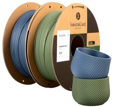 kexcelled Matte Marine Blau Olivgrün PLA Set Bundle Filament 1,75mm +/-0,03mm, 2 Pack, 3D Druck Ästhetische Materialien, Matt Textur Finish Farbe, 2kg Spule Rolle, für FDM 3D Drucker