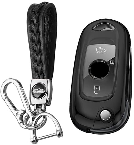 KUNIO Klapp Autoschlüssel Hülle Passt für Opel Astra K Corsa E Fit Passt für Buick Verano Encore GX GL6 2018-2020 Schlüsselhülle TPU Schlüsselanhänger Schlüsselcover A Schwarz