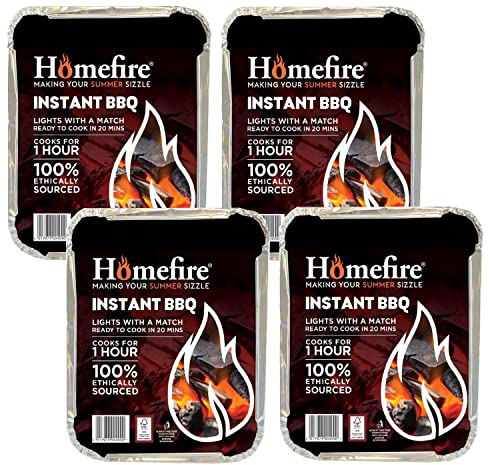 Disposable Portable BBQ Grill Tray - Pack of 4 Instant Light Charcoal Barbecues Grill Tray with Topline Card for Garden BBQs, Camping BBQ, Fishing or Picnic Set