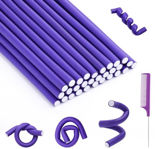 30Pcs Small Foam Hair Curlers, 9.45 Length x 0.47 Diameter, No-Heat Flexible Curling Rods for Short, Medium and Long Hair