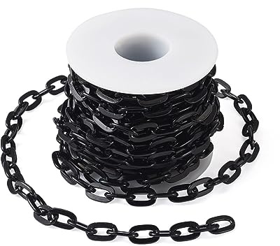 FASHEWELRY 16.4 Feet Black Aluminium Cable Chains Unwelded Flat Oval Necklace Chain Link 9x1.8mm for DIY Jewellery Making