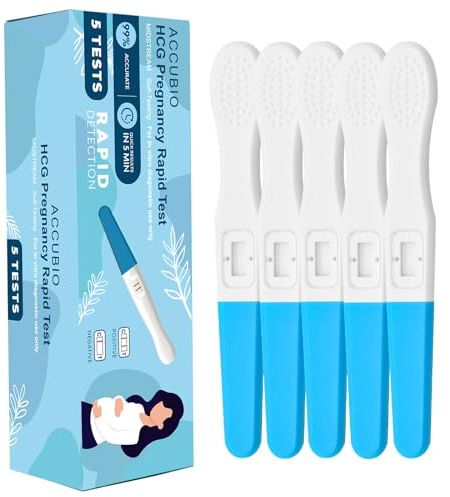 Schwangerschaftstest, Früherkennung HCG Urin Mittelstrom Test, Ergebnis innerhalb von 5 Minuten, über 99% Genauer Fruchtbarkeitstest, Pregnnacy Test, 25mIU/ml, 5 Stück