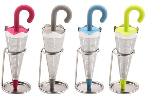 AALLYN Tea Infuser, Umbrella Shaped Tea Stainer | Umbrella Stainless Steel Tea Infuser | Reusable Tea Diffuser Fine Mesh Filter with Drip Tray | Tea Strainers for Loose Tea, Tea Accessories