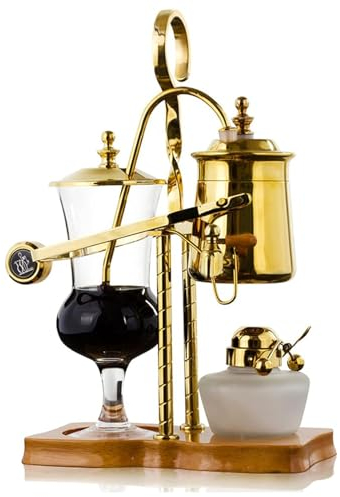 Langjiee Coffee Machine Household Stainless Steel Siphon Type Manual Brewing Coffee Pot Utensils Coffee Pot Alcohol Lamp Supporting Utensils(Color:Golden)