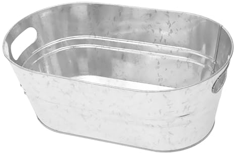 Oshhni Secchiello zincato, Secchiello per Il Ghiaccio Ovale Classico, Grande Vasca per Bevande Ovale zincato per Feste in Piscina in casa