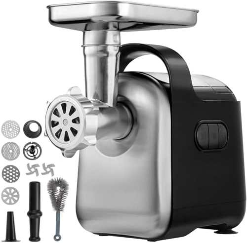 XINGLUOY Picadora de Carne eléctrica Comercial, 6,6 LB/min, picadora de Carne Industrial de 550 W con 2 Cuchillas, 3 Placas de molienda, máquina for Hacer Salchichas ABS + Acero Inoxidable