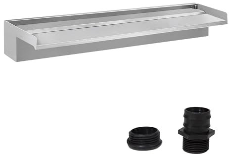 E-ANG.W Waterfall Pool Fountain 304 Stainless Steel Pond Waterfall with Wider Water Flow Platform,Pool Waterfall Waterfall Blade for Garden Waterfall Patio Pond Decoration(11.8inch)