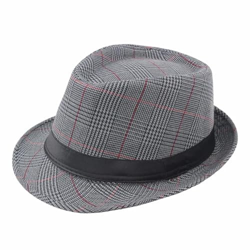 FULUJIDI Fedora Trilby Filzhut Hut Freizeit Gentleman Jazz Hut Herren Künstlerischer Sonnenschirm Party Eimer Hut Grau