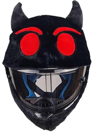 Motorradhelm Cover, Plüsch Motorradhelm Überzug, Motorradhelm Abdeckung, Lustiger Helm-Überzug für Männer und Frauen, Zubehör für Motorradhelme, Stoff-Cover für Motorradhelm, Schwarz