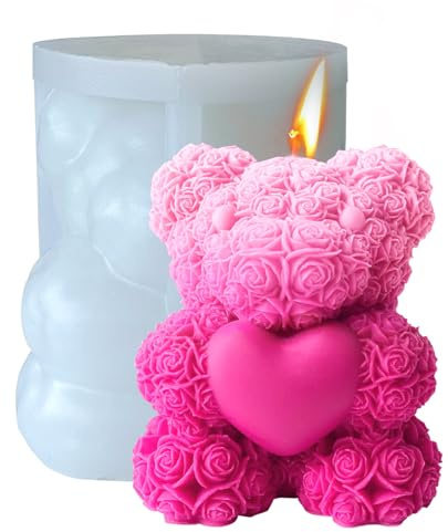 rosenbär Silikon formen zum gießen Kerzen Silikonform,Gießformen,DIY formen bär für kerzen für selbstgemachte Seifen,Geschenke zum Valentinstag,Geburtstagsgeschenke