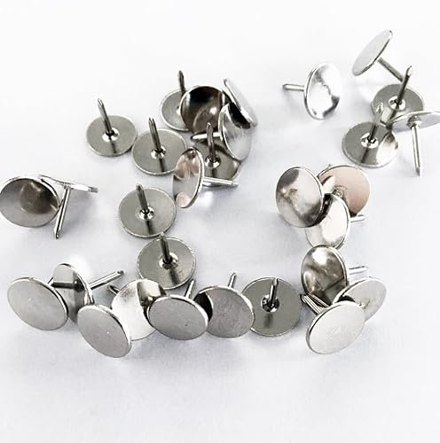 Hrlace 200 Pcs Polsternagel Flachkopf-Polsternägel 9,5 * 9,5mm Reißzwecken für Polstermöbel Runde Antike Möbel Nagel Reißnägel Pinnnadeln für Möbelrestaurierung & DIY Projekte Silber