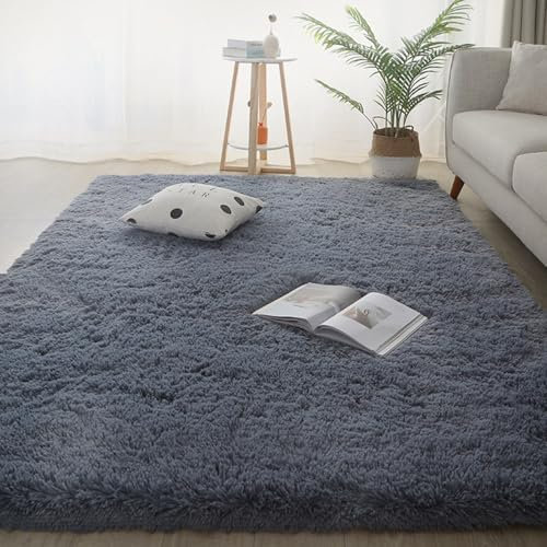 XUEDNGM Schlafzimmer Bettvorleger Teppich 80 x 260 cm Wohnzimmer Teppich Hochflor Teppiche Wohnzimmer Anti-Rutsch, Flauschig, Weich, Waschbar, Langflor für Wohn Schlafzimmer, Grau