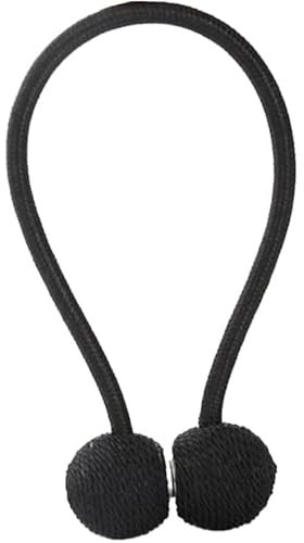 Abrazaderas Cortinas 1 pieza de abrazadera magnética for cortina, hebilla de cadena esférica trenzada, color sólido, soportes de clip for cortina, decoración del hogar Abrazadera Cortinas(Noir)