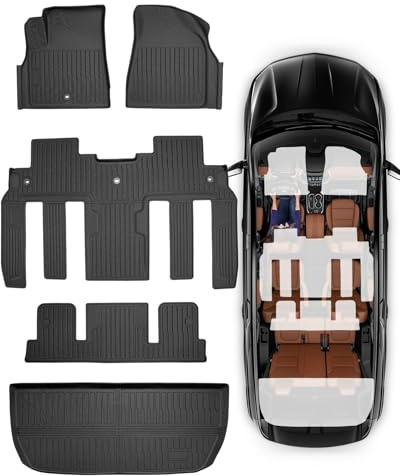 Car Floor Mats for Traverse Enclave: 2009-2017(Only with 2nd Row Bucket Seats) Cargo Trunk Liner, All Weather Rubber Accessories Tapetes Para Custom Fit for Chevy Traverse for Buick Enclave SUV Carpet