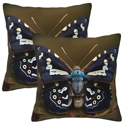 Evengigy Juego de 2 fundas de cojín cuadradas con diseño de alas de polilla, 50 x 50 cm