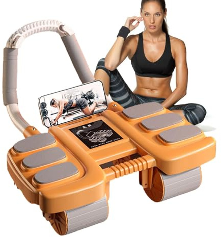 Bauchmuskelroller, Bauchtrainer, Trainingsrolle für Bauchmuskeln im Innenbereich – Bauchrolle mit 4 Rollen, Bauchrolle