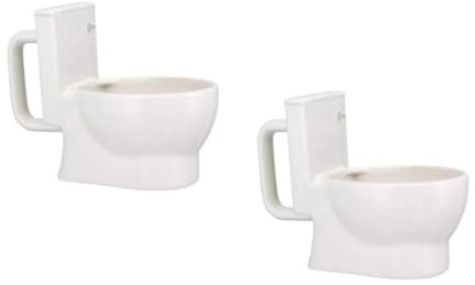 Ciieeo 2St Toilettentasse lustig Toilettenschüsselbecher Kaffeebecher mit Deckel benutzerdefinierte Tasse einzigartig kältekissen kühlschtrank Bierkrug Wasserglas Kaffeetasse Keramik Weiß