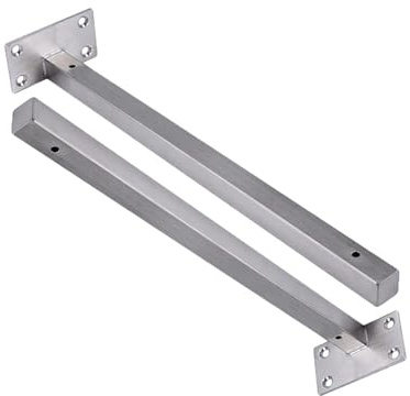 2 Stück Edelstahl Schwerlast-Wandregalstützen, Silber Regalhalterungen Industrielle Regalwinkel Schwerlast Regalträger Quadratische Rohre Wandkonsole für Büro, Garage, Küche (400mm/15.7in)