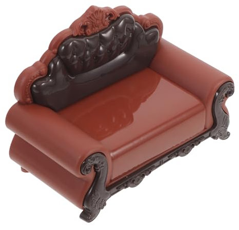 Sosoport Miniatur Möbeldesign Mini Sofa Stuhl Für Puppenhaus Vintage Armchair Modell Für DIY Spielzeug Mikro-Landschaft Dekoration Dunkelbraun