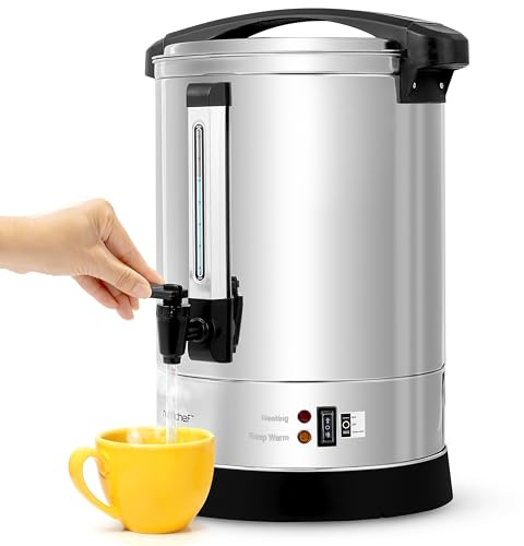 NutriChef Water Boiler and Hot Water Dispenser, 13L Electric Beverage Dispenser with Safety Lock Lid, Non-Drip Tap, Warm Function, Food Grade Stainless Steel, Home and Commercial Use, 20x11x11 in.