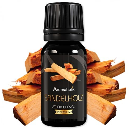 Aromaholik Sandelholzöl BIO 100% naturrein – Ätherische Öle für Diffuser & Aroma Diffuser – Zertifiziertes ätherisches Öl aus Indien – Sandalwood Essential Oils 10ml für Sauna & Massage