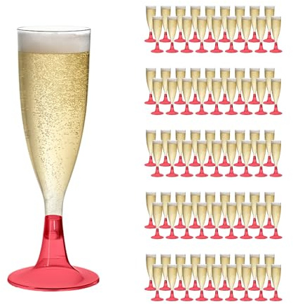 moorg 150 Pezzi - Calici Plastica Rigida Lavabili per Eventi 120ml - Flute Eleganti per Vino e Cocktail Riutilizzabili - Bicchieri Plastica Infrangibili da Festa - Bicchieri da Cocktail