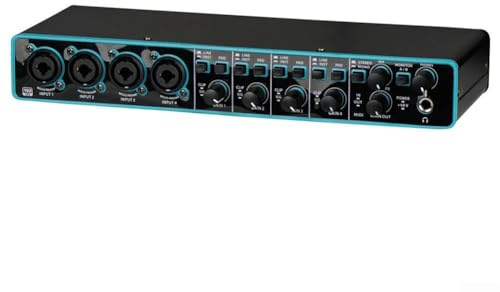 USB-Audio-Schnittstelle für Aufnahme, Streaming und Podcasting, mit 4x4-Konfiguration und Mikrofonvorverstärker für Studioaufnahmen, Multi-Instrument