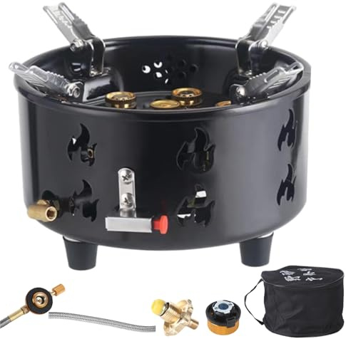 Bruciatore da campeggio per esterni, fornello da campeggio, antivento, accessorio per domestica, barbecue all'aperto, picnic, viaggi, padelle, bollitore elettrico