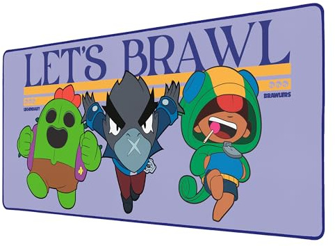 SUBSONIC - Brawl Stars Legendary XXL-Mauspad 90x40 cm - Lila | Offizielle Lizenz, Schreibtischunterlage mit glatter Oberfläche für Maussensoren, rutschfeste Basis und genähte Kanten