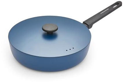 Morphy Richards Saute Pan, Forged Aluminium, 28cm, Non Stick Ceramic Coating, Soft Touch Handles, Oven Safe Up to 180c, Suitable for All Hobs, Blue, 852502