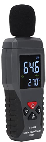 UPALDHOU Fonometro Digitale, ST9604 Misurazione del Rumore con Gamma 30-130dB per Cantieri Scolastici, Home Office, Display a 4 Cifre con Funzione di Temperatura