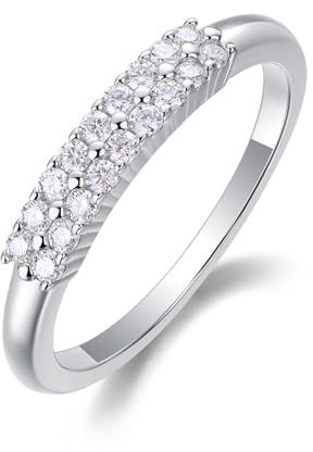 Whoiy Bandring Platin 950 Damen, Trauring Halbe Ewigkeit mit Moissanite Hochzeits Ringe Echtgold Damenring Größe 63 (20.1)