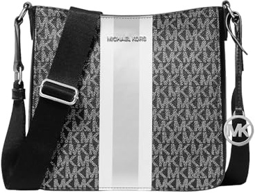 Michael Kors Jet Set Small Signature Logo Stripe Crossbody Bag Black