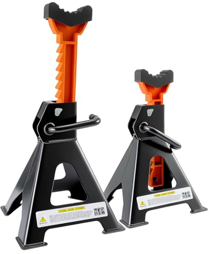EVERGOODS Pack of 2 Axle Stands 3 Tons Stabilizing Jack Stands Pack | axel stands with Rubber Pad 11.6-16.7 Adjustable Height Car Lift Heavy-Duty Car Stands 6,600 lbs Axle Stands Car Jack