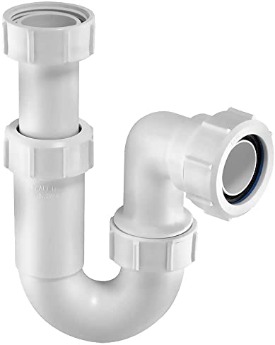Mcalpine Asa10 11/4 Inch x 75Mm Water Seal Adjustable Inlet Tubular Swivel 'P' Trap with Multifit Outlet, White