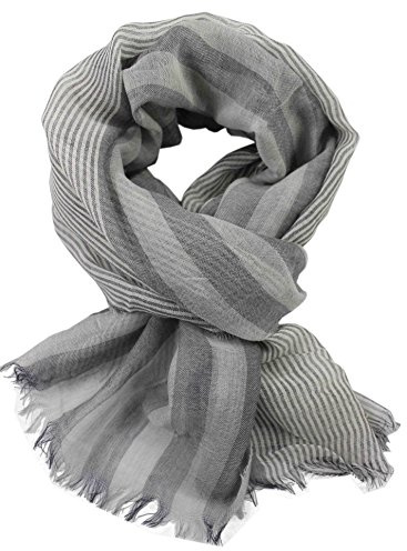 Sciarpa sciarpa estiva sciarpa intrecciata a righe grigio moda 100% lana (Merino) R-118