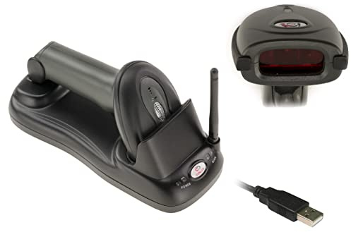 KALEA-INFORMATIQUE Kabellose Handheld-Laserscanner Barcode-Leser, 32 Bit programmierbar, Range 300M. Wiederaufladbarer Akku, Anschluss über USB-Port.