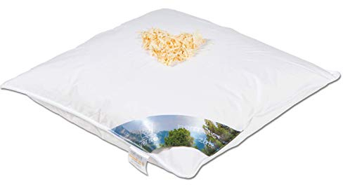 Hermetic Zirbe 3 Kammer Zirbenflockenkissen 80x80 Zirbenholz und Daunen Kissen